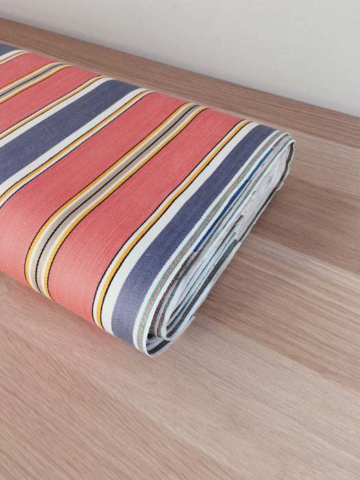 Striped ticking in orange and gray. Sateen. Unused. Spain c.1950 - Per meter (22 m avail.)