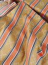 Striped ticking in orange and brown. Unused. Spain. c.1950 - 130 cm × 0.4 meters