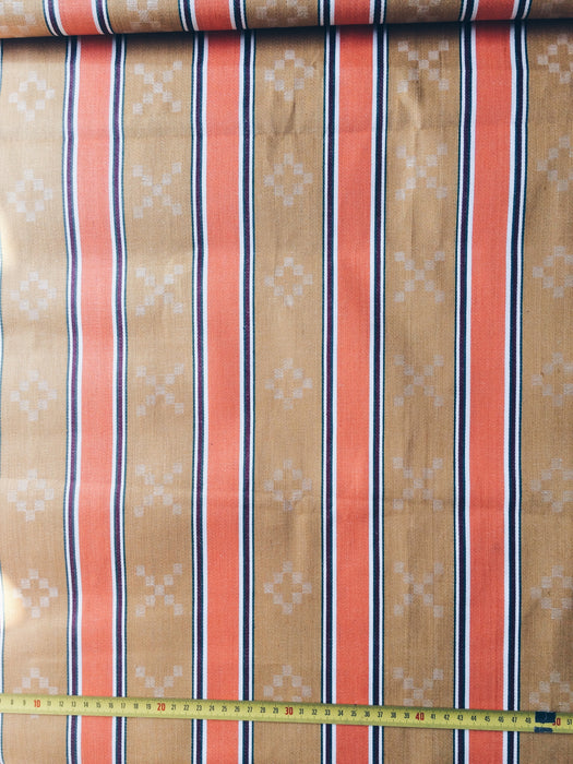 Striped ticking in orange and brown. Unused. Spain. c.1950 - 130 cm × 0.4 meters