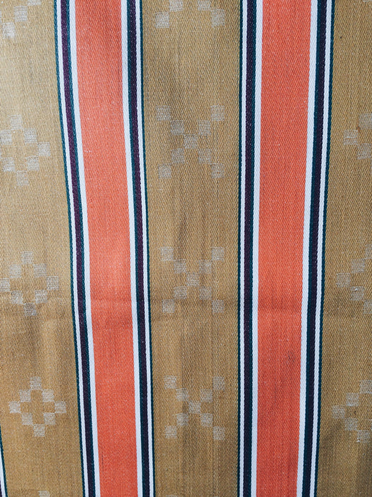 Striped ticking in orange and brown. Unused. Spain. c.1950 - 130 cm × 0.4 meters
