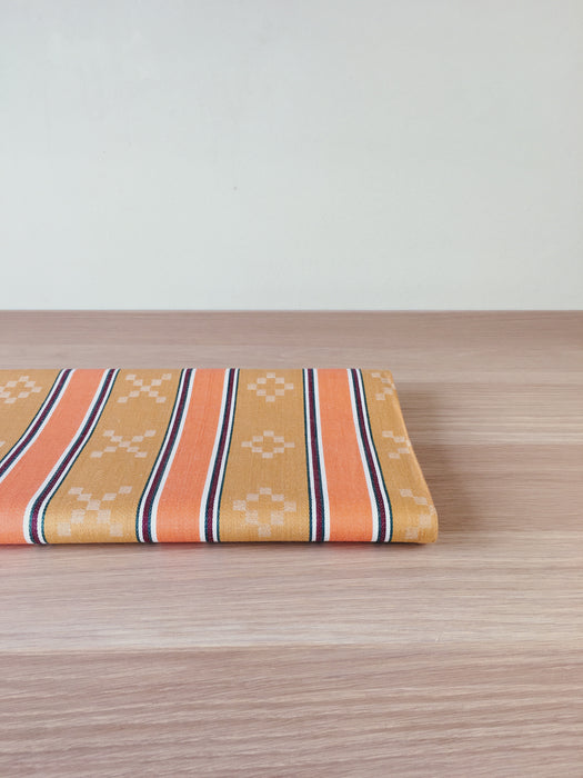 Striped ticking in orange and brown. Unused. Spain. c.1950 - 130 cm × 0.4 meters