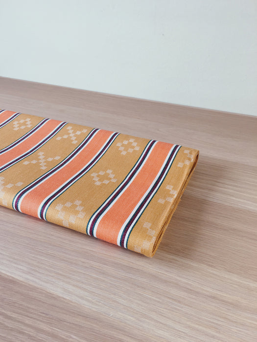 Striped ticking in orange and brown. Unused. Spain. c.1950 - 130 cm × 0.4 meters