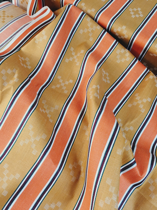 Striped ticking in orange and brown. Unused. Spain. c.1950 - 130 cm × 0.4 meters