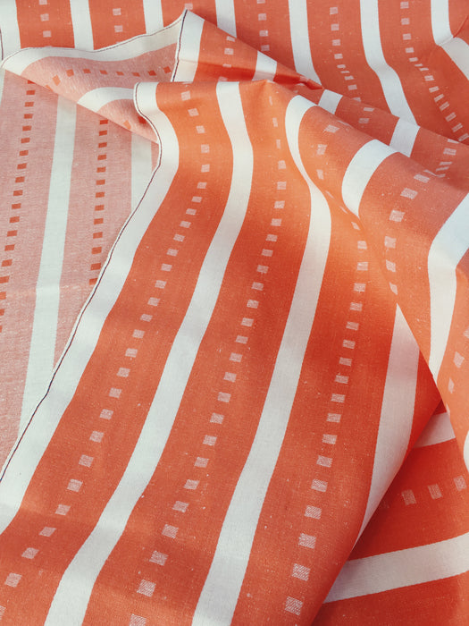 Striped ticking in orange and white. Unused. Spain - c.1950 - 2.75 meters