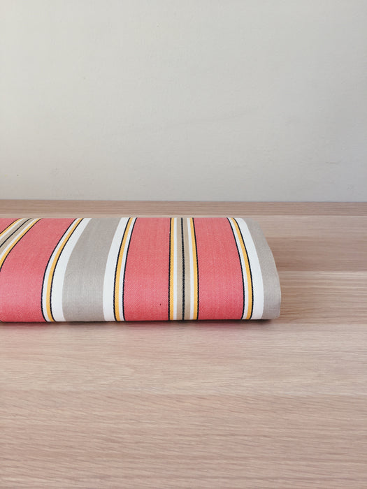 Striped ticking in orange and light gray. Sateen. Unused. Spain c.1950 - Per meter (13 m avail.)