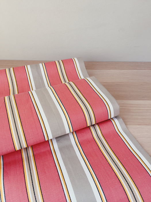 Striped ticking in orange and light gray. Sateen. Unused. Spain c.1950 - Per meter (13 m avail.)