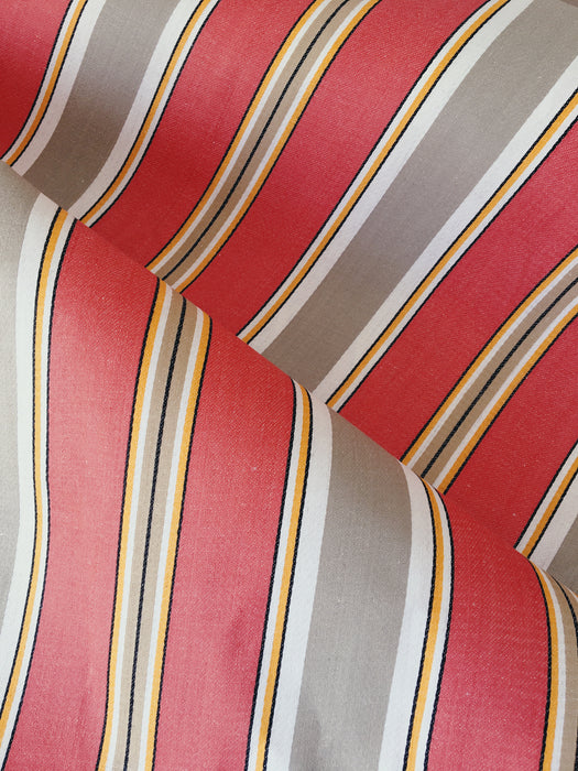 Striped ticking in orange and light gray. Sateen. Unused. Spain c.1950 - Per meter (13 m avail.)