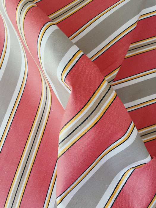 Striped ticking in orange and light gray. Sateen. Unused. Spain c.1950 - Per meter (13 m avail.)