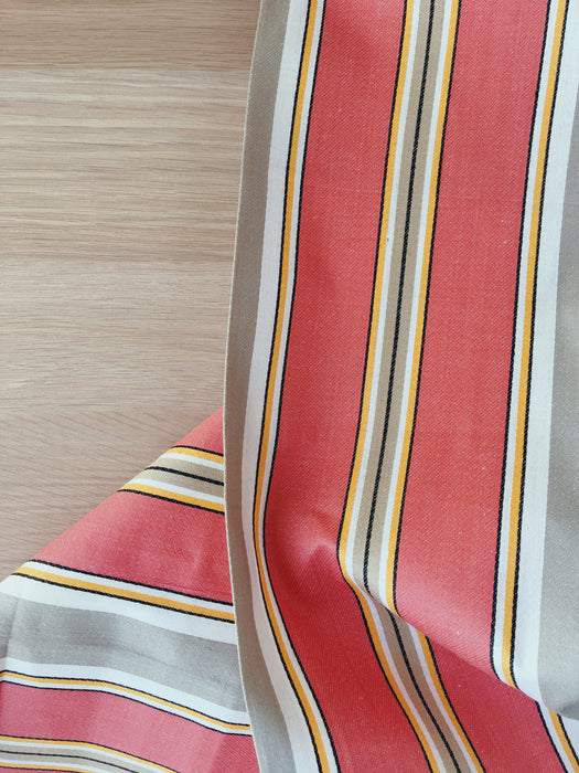 Striped ticking in orange and light gray. Sateen. Unused. Spain c.1950 - Per meter (13 m avail.)
