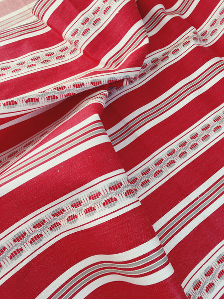 Red Stripes Antique European Ticking Fabric Unused Yardage RA-ROJO-001 - Ticking Depot