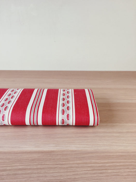 Cheerful striped ticking in red and white. Unused. Spain - c.1950 - Per meter (10 m avail.)