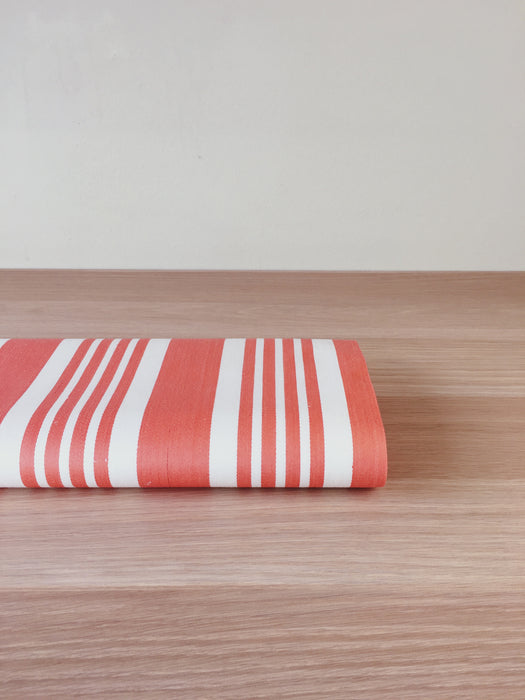 Striped ticking in salmon red and white. Unused. Spain c.1950 - 3.5 meters