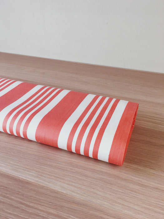 Striped ticking in salmon red and white. Unused. Spain c.1950 - 3.5 meters