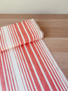 Striped ticking in salmon red and white. Unused. Spain c.1950 - 5.8 meters