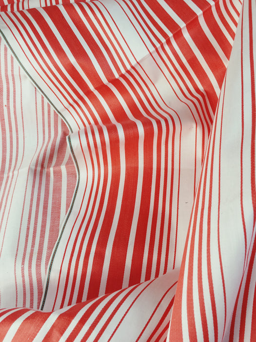 Striped ticking in salmon red and white. Unused. Spain c.1950 - Per meter (25 m avail.)