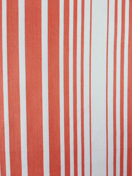 Striped ticking in salmon red and white. Unused. Spain c.1950 - Per meter (25 m avail.)