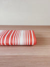 Striped ticking in salmon red and white. Unused. Spain c.1950 - 9.5 meters