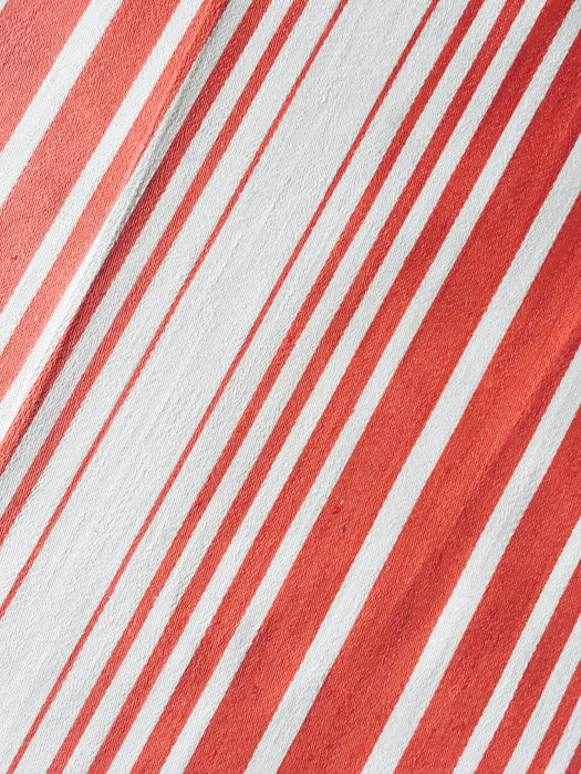 Striped ticking in salmon red and white. Unused. Spain c.1950 - 9.5 meters