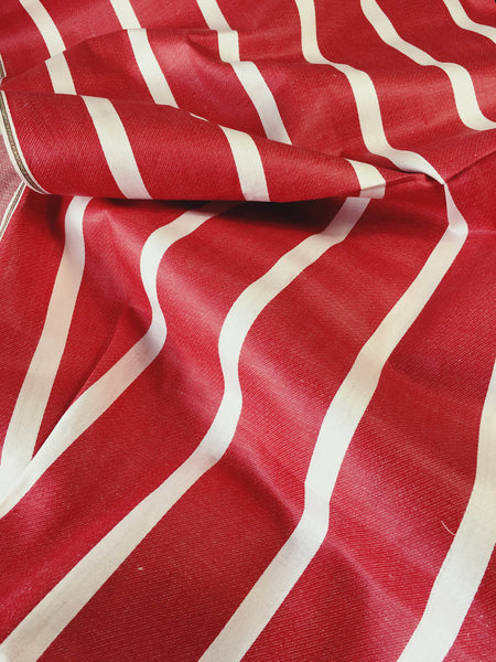 Red Stripes Antique European Ticking Fabric Unused Yardage RA-ROJO-006 - Ticking Depot