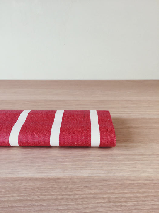 Warm red and white striped ticking. Unused. Spain c.1950 - 4.25 meters