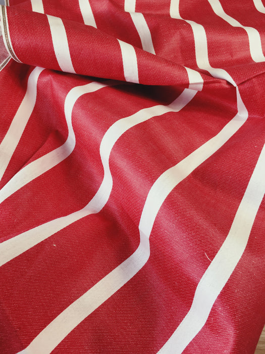 Warm red and white striped ticking. Unused. Spain c.1950 - 4.25 meters