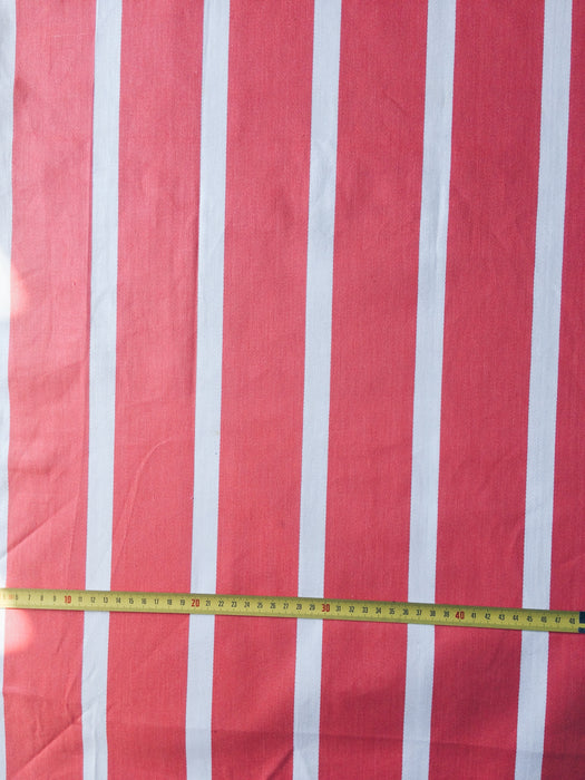 Candy red and white striped ticking. Unused. Spain c.1950 - 2.8 meters