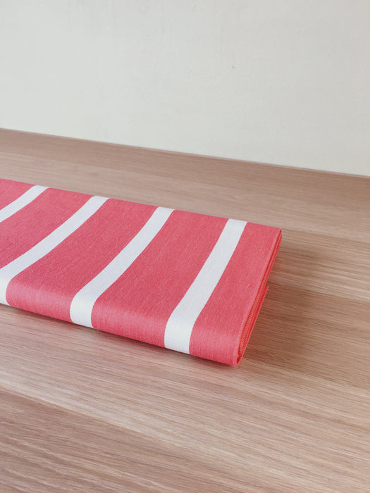 Candy red and white striped ticking. Unused. Spain c.1950 - 2.8 meters