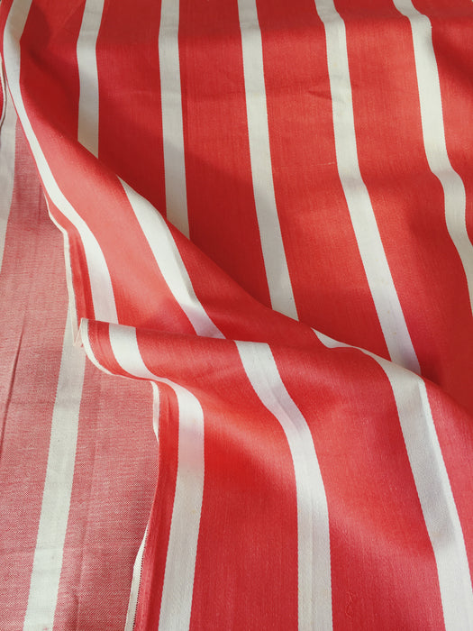 Candy red and white striped ticking. Unused. Spain c.1950 - 2.8 meters