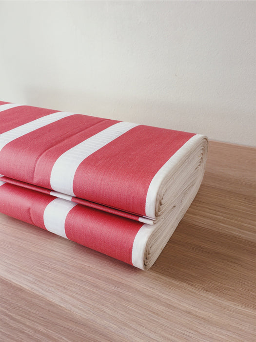 White and red wide stripes ticking. Unused. Spain around 1950 - 3.75 meters