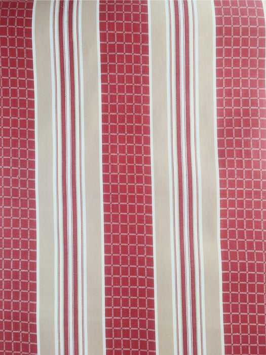 Stripes and checks in strong red and beige. Unused. Spain around 1950 - 4.2 meters