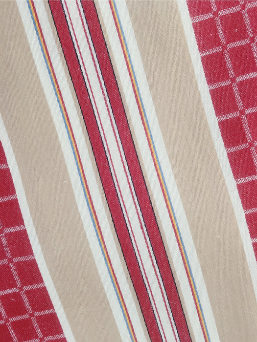 Stripes and checks in strong red and beige. Unused. Spain around 1950 - Per meter (26 m avail.)