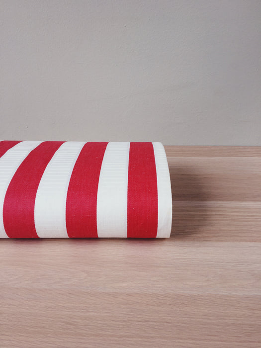 White and red wide stripes ticking. Unused. Spain around 1950 - Per meter (11 m avail.)