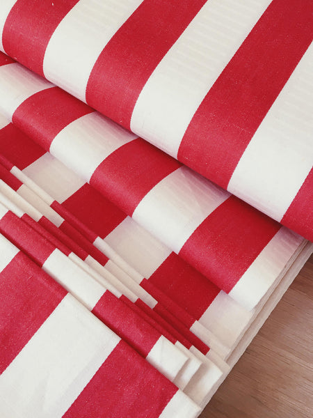 Red Stripes Antique European Ticking Fabric Unused Yardage RA-ROJO-011 - Ticking Depot