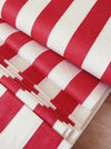 White and red wide stripes ticking. Unused. Spain around 1950 - Per meter (11 m avail.)