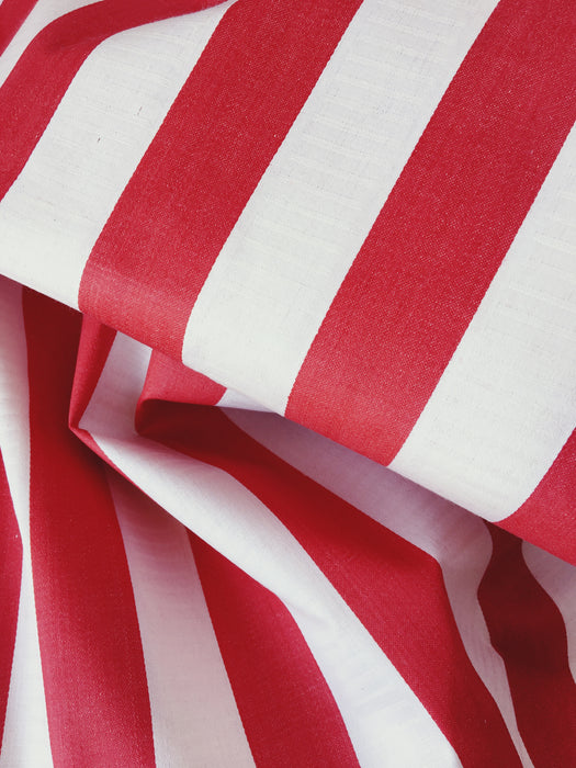 White and red wide stripes ticking. Unused. Spain around 1950 - Per meter (11 m avail.)