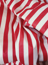 White and red wide stripes ticking. Unused. Spain around 1950 - Per meter (11 m avail.)
