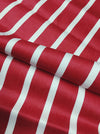 Cherry red and white striped ticking. Unused. Spain around 1950 - 4.5 meters