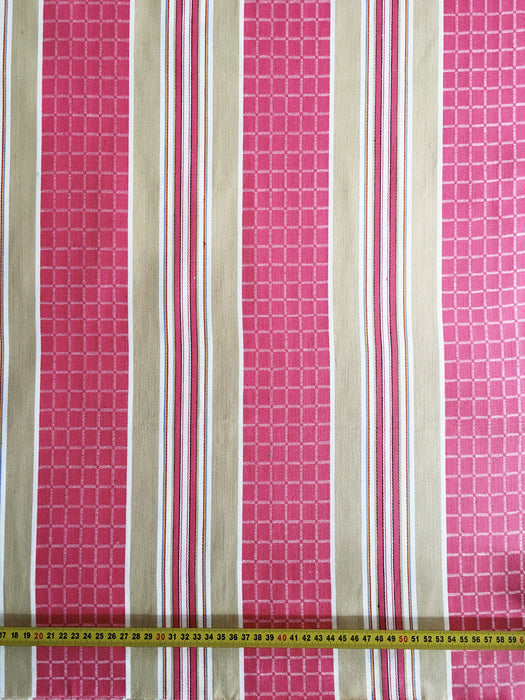 Stripes and checks in magenta pink and beige. Unused. Spain around 1950 - Per meter (23 m avail.)