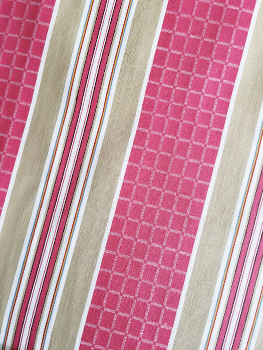 Stripes and checks in magenta pink and beige. Unused. Spain around 1950 - 1 meter