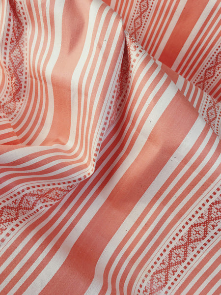 Striped ticking in salmon pink Unused. Spain c.1950 - 1 meter