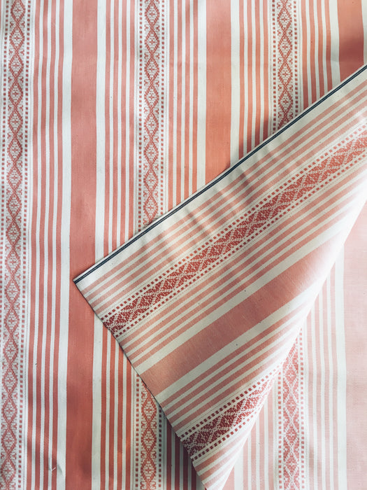 Striped ticking in salmon pink Unused. Spain c.1950 - 1 meter