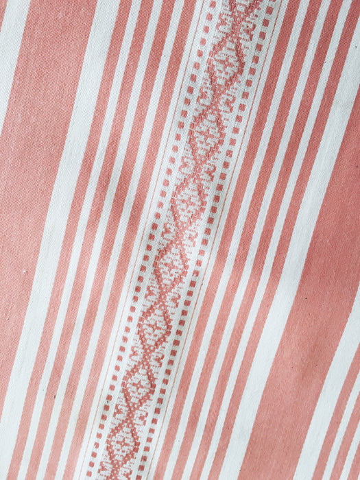 Striped ticking in salmon pink Unused. Spain c.1950 - 1 meter