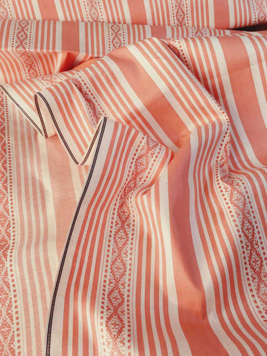 Striped ticking in salmon pink Unused. Spain c.1950 - 1 meter