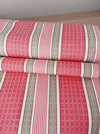 Stripes and checks in cherry pink and beige. Unused. Spain around 1950 - 8.4 meters