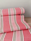 Stripes and checks in cherry pink and beige. Unused. Spain around 1950 - Per meter (13 m avail.)