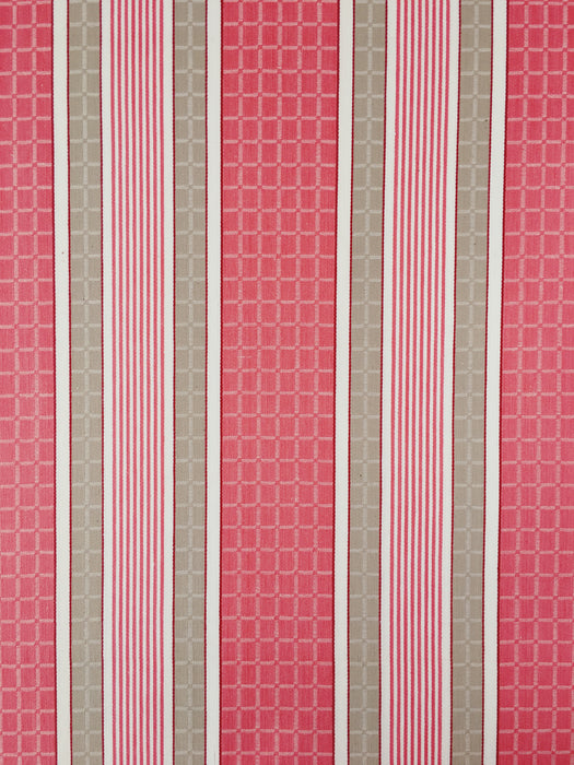 Stripes and checks in cherry pink and beige. Unused. Spain around 1950 - Per meter (13 m avail.)