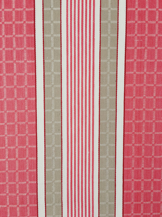 Stripes and checks in cherry pink and beige. Unused. Spain around 1950 - 8.4 meters