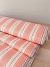 Striped ticking in salmon pink with leaves. Unused. Spain c.1950 - 2.6 meters