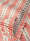 Striped ticking in salmon pink with leaves. Unused. Spain c.1950 - Per meter (25 m avail.)