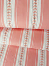Striped ticking in salmon pink with leaves. Unused. Spain c.1950 - 4.2 meters